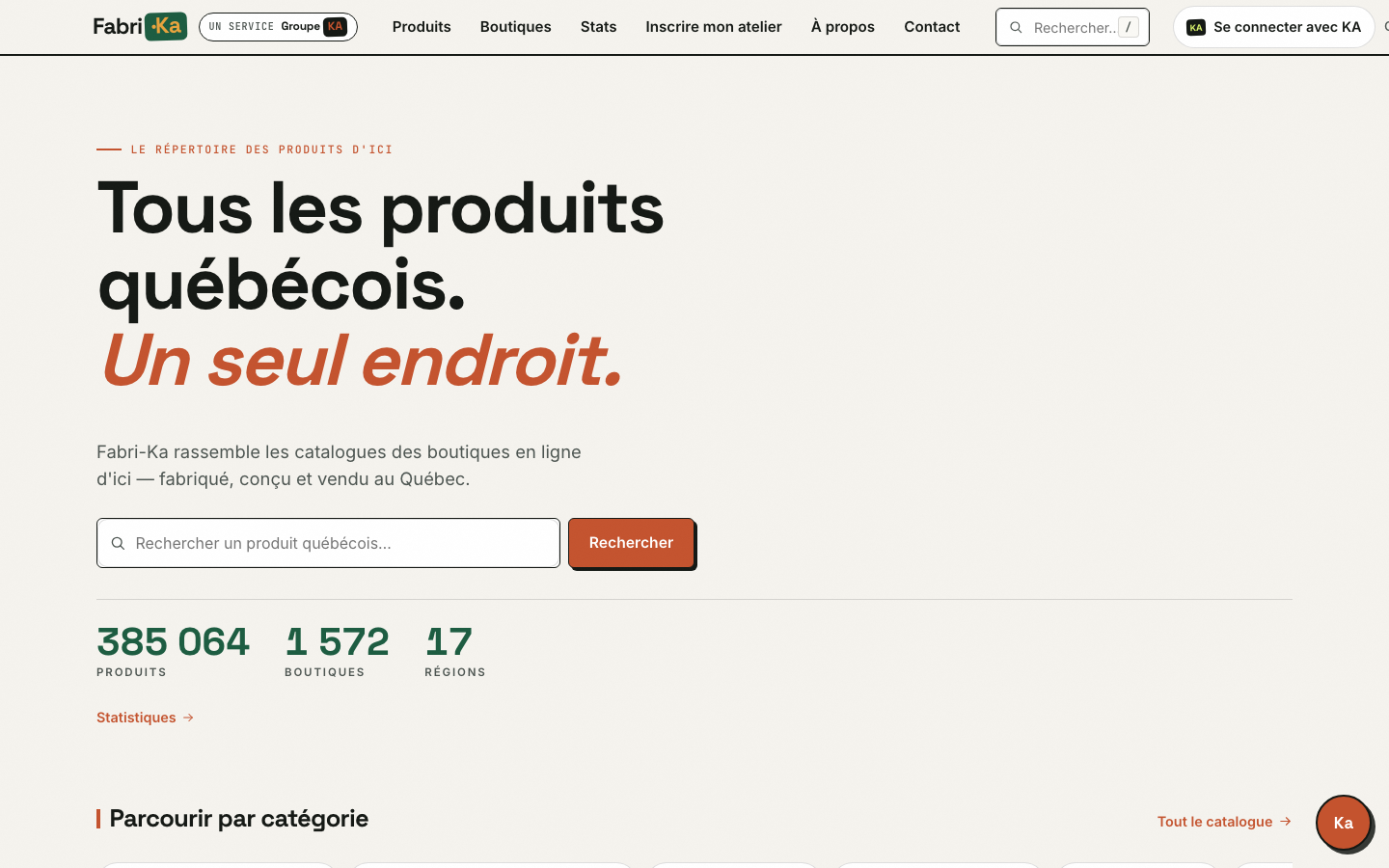 Étape 1 — page d'accueil de Fabri-Ka